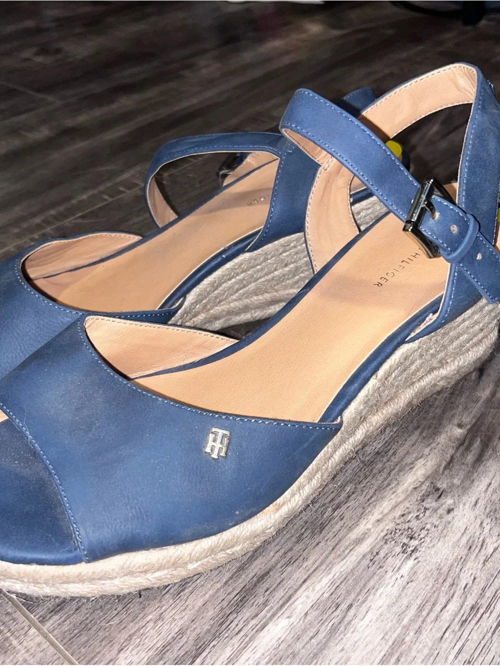 Tommy Hilfiger Blue Espadrille Wedge Sandals with Ankle Strap